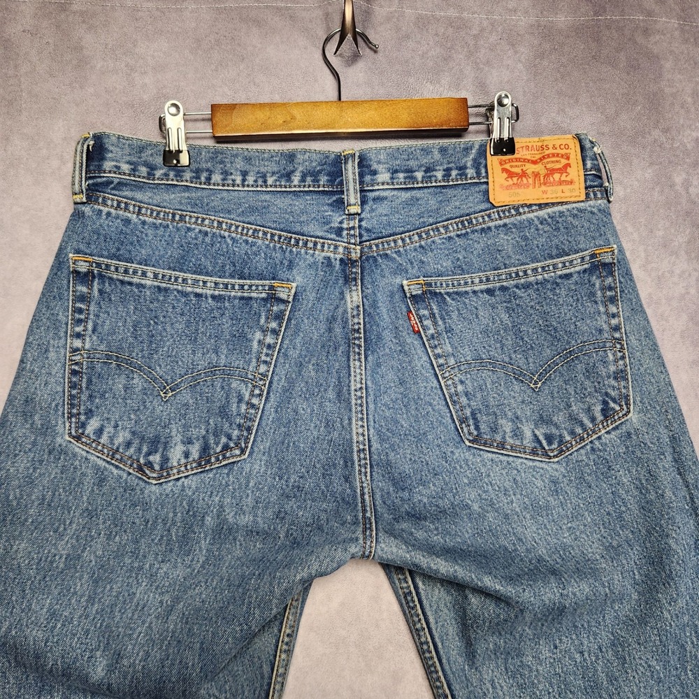 Levis 505 Regular Fit Straight Leg Mens Blue Denim Jeans 36x30 Medium Wash